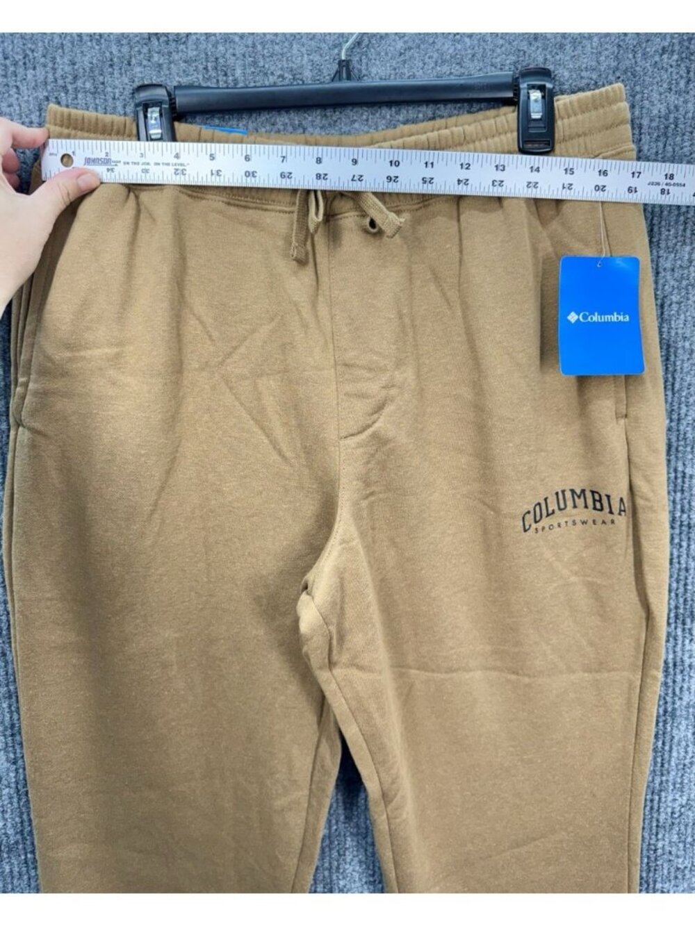 Columbia Trek Joggers Mens Large Tan Sweatpants Drawstring Pockets Logo NEW - Picture 7 of 10